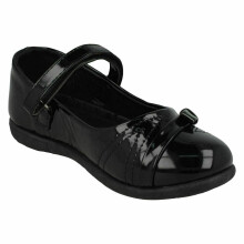 (12 Child UK, Patent Black) Spot On Girls Synthetic Side Bow School Shoes