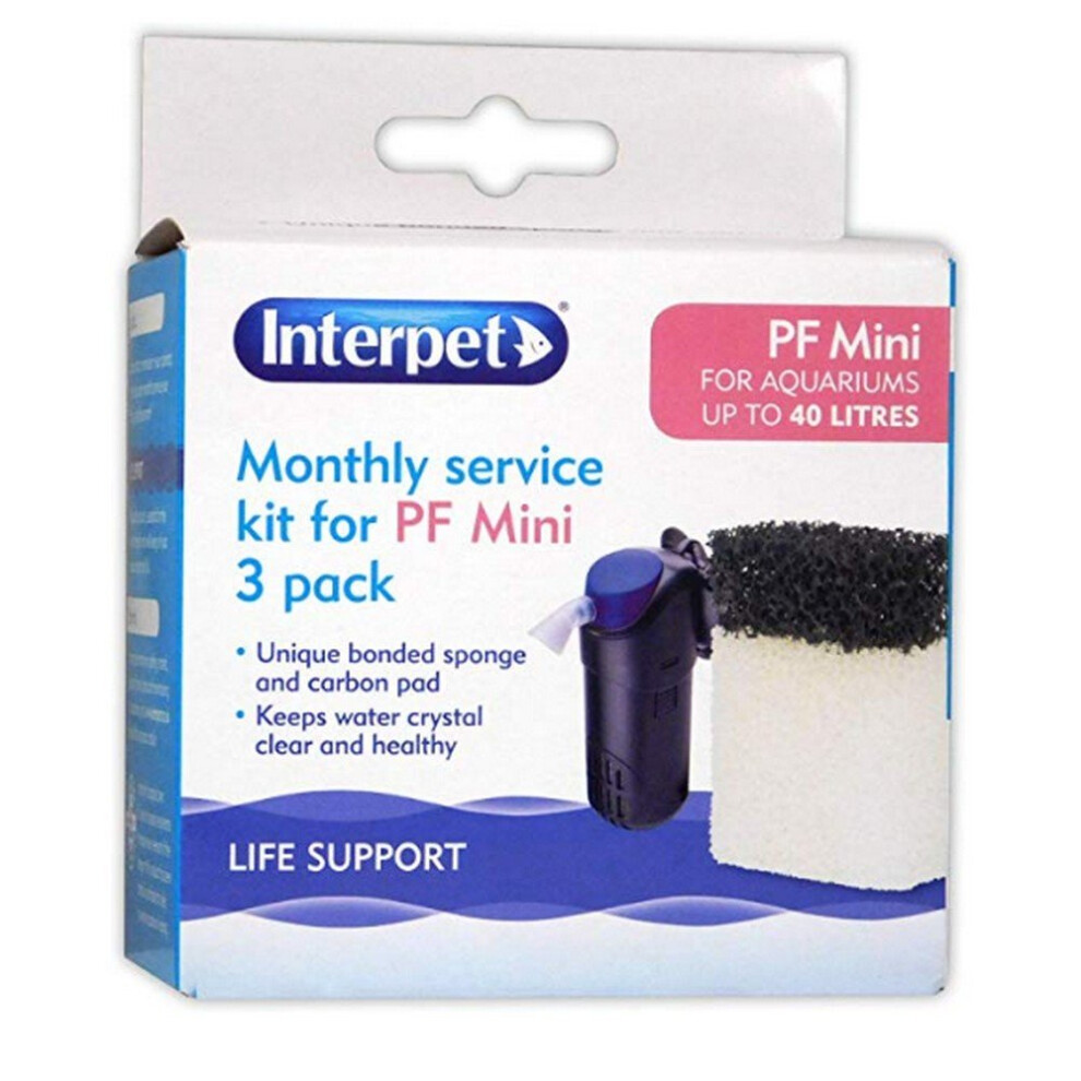 Interpet PF Mini Aquarium Power Filter Monthly Service Kit (Pack of 3)