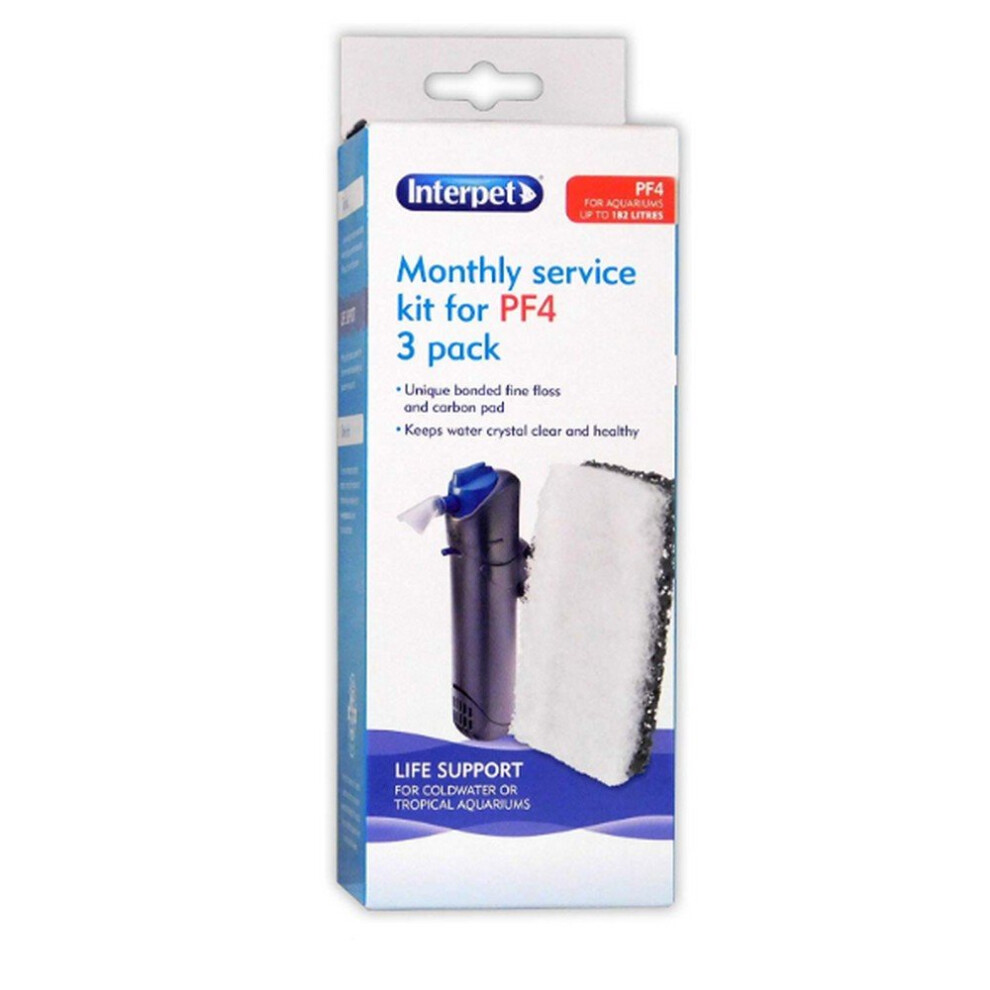 Interpet PF4 Aquarium Power Filter Monthly Service Kit (Pack of 3)