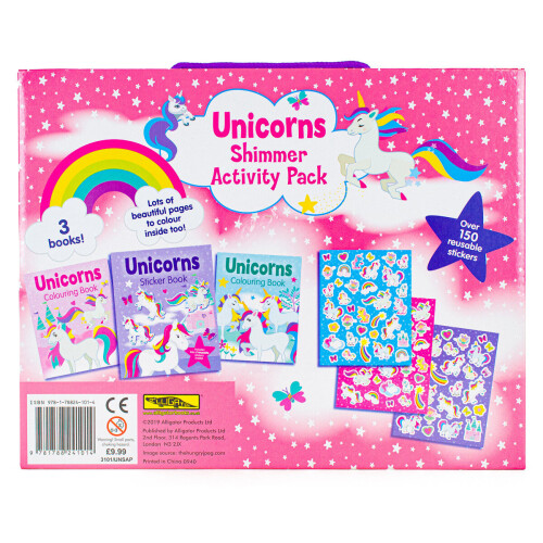 Unicorns Shimmer Activity Pack Kids Colouring Books & Stickers Set 1
