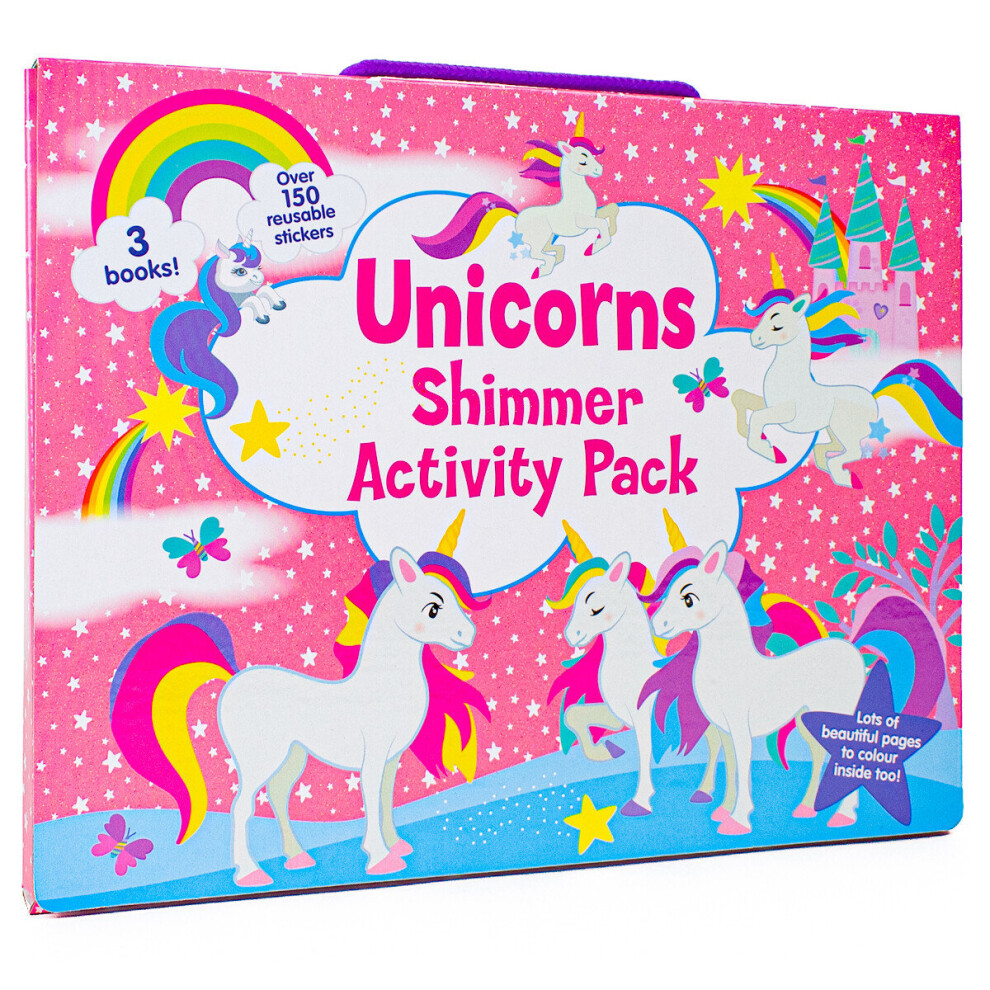 Unicorns Shimmer Activity Pack Kids Colouring Books & Stickers Set