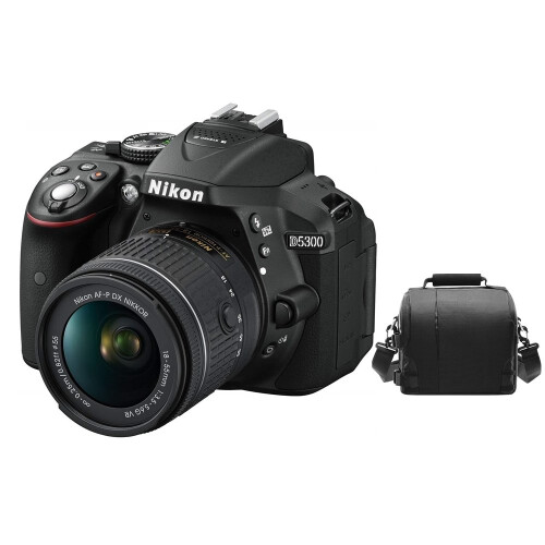 Nikon D5300 Kit: AF-P 18-55mm VR, 24.2MP DX, Wi-Fi & GPS, Flip-Up Screen + Bag