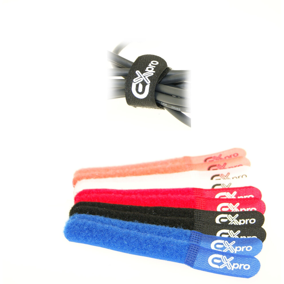 Ex-Pro Reusable Nylon Strap Hook Loop Cable Cord Ties Tidy Organiser Colour X40 5055256992505