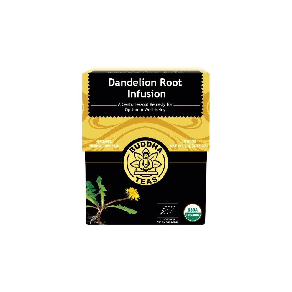 Organic Dandelion Root Tea - Kosher, Caffeine-Free, GMO-Free - 18 Bleach-Free Tea Bags