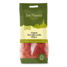 Red Split Lentils 500g, Organic (Just Natural Organic)