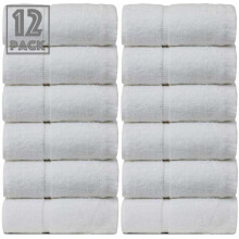 100% Egyptian Cotton White Guest Towels | Pack of 12 | 600 GSM Superior Hotel Quality | Soft and Absorbent | Size 30 x 50 cm