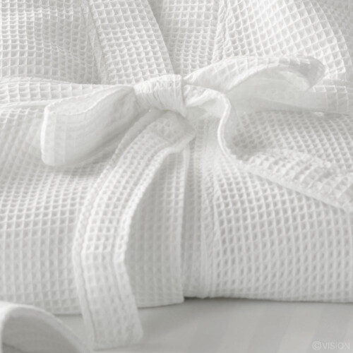 Waffle Weave bathrobe Night  Dressing Gown 100% Cotton White 2