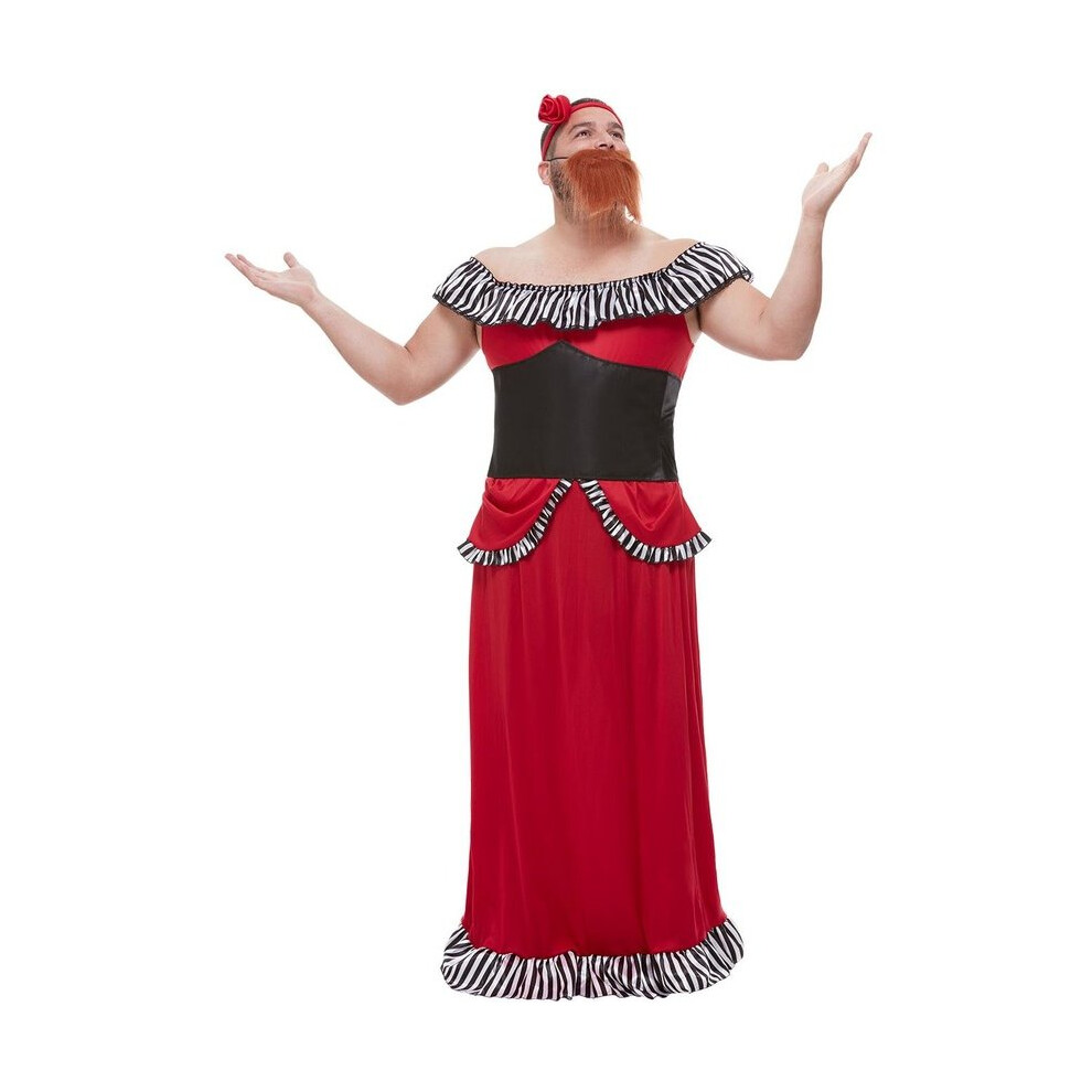 Bearded Lady costume Men with red corset dress headband and Bart Male costume Bearded Lady Size