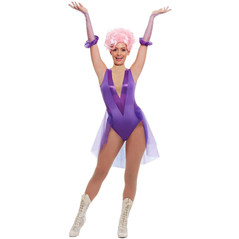 Trapeze artist costume ladies purple with bodysuit and gloves Female costume Size