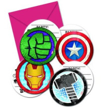 Mighty Avengers superhero party invitation cards 6 piece children's birthday theme party Size