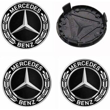 MERCEDES BLACK ALLOY WHEEL CENTRE CAPS A B C E S G CLASS CLA CLS SLK ML AMG 75MM