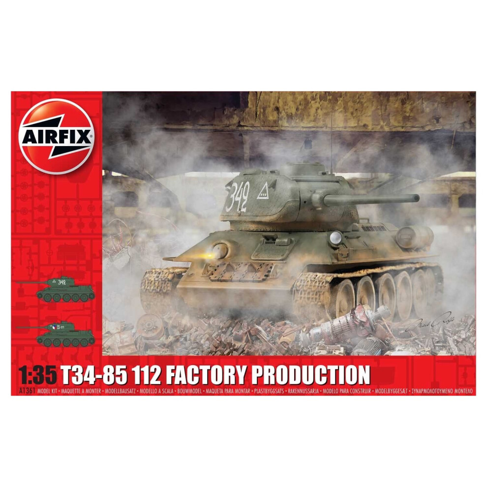 Airfix A1361 T34/85 Ii2 Factory Production Military Vehicle - 1:35 Scale Model Kit Red