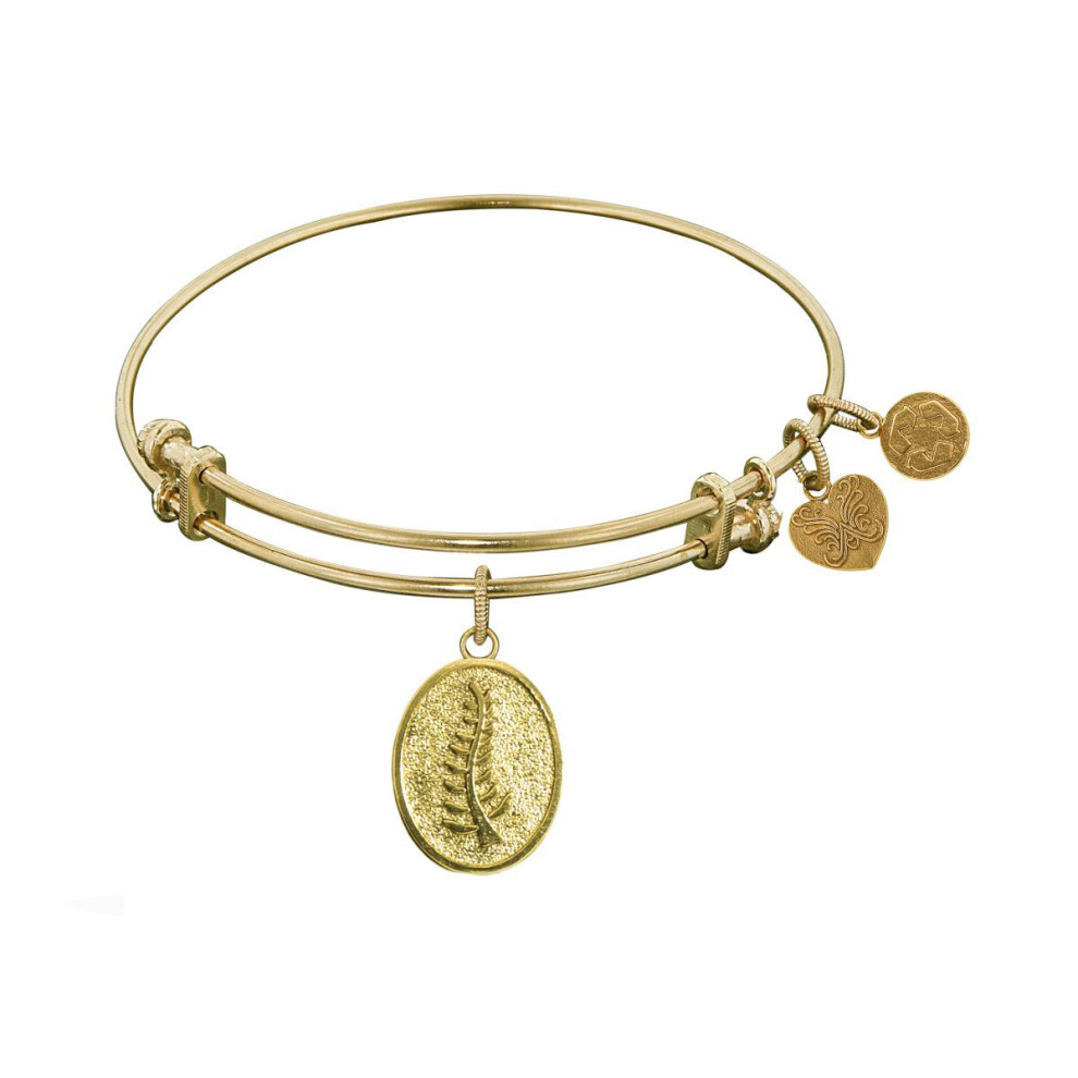 (7.25, Yellow) Stipple Finish Brass Faith and Trust Angelica Bangle Bracelet, 7.25"-image-OPC-P5JHVKR-NEW