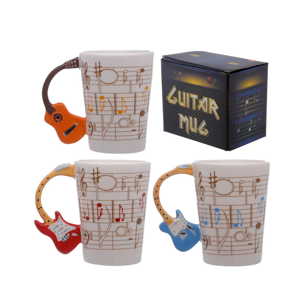 Novelty Guitar Shaped Handle Ceramic Mug