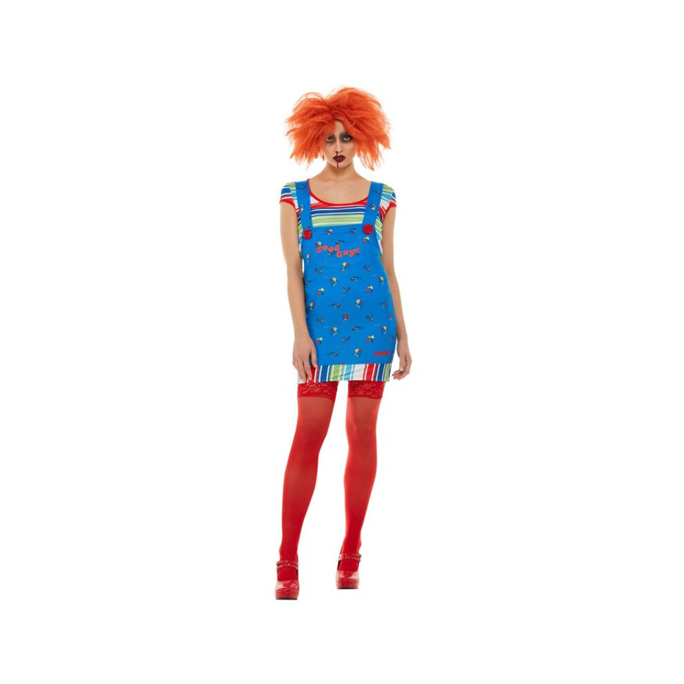 Smiffy's Chucky Costume Lady Blue With Uppers And Short Dungarees Dress Costume For Women Size Multicoloured