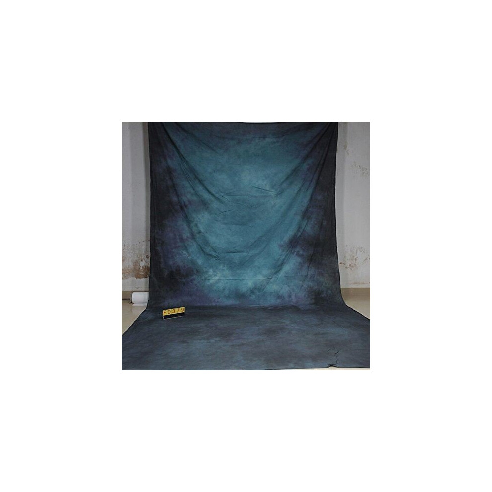 3x6m/10x20ft Photo Video Studio 100% Cotton Hand-Dyed Mottle Textured Muslin Collapsible Backdrop Background for Photography Dark Blue