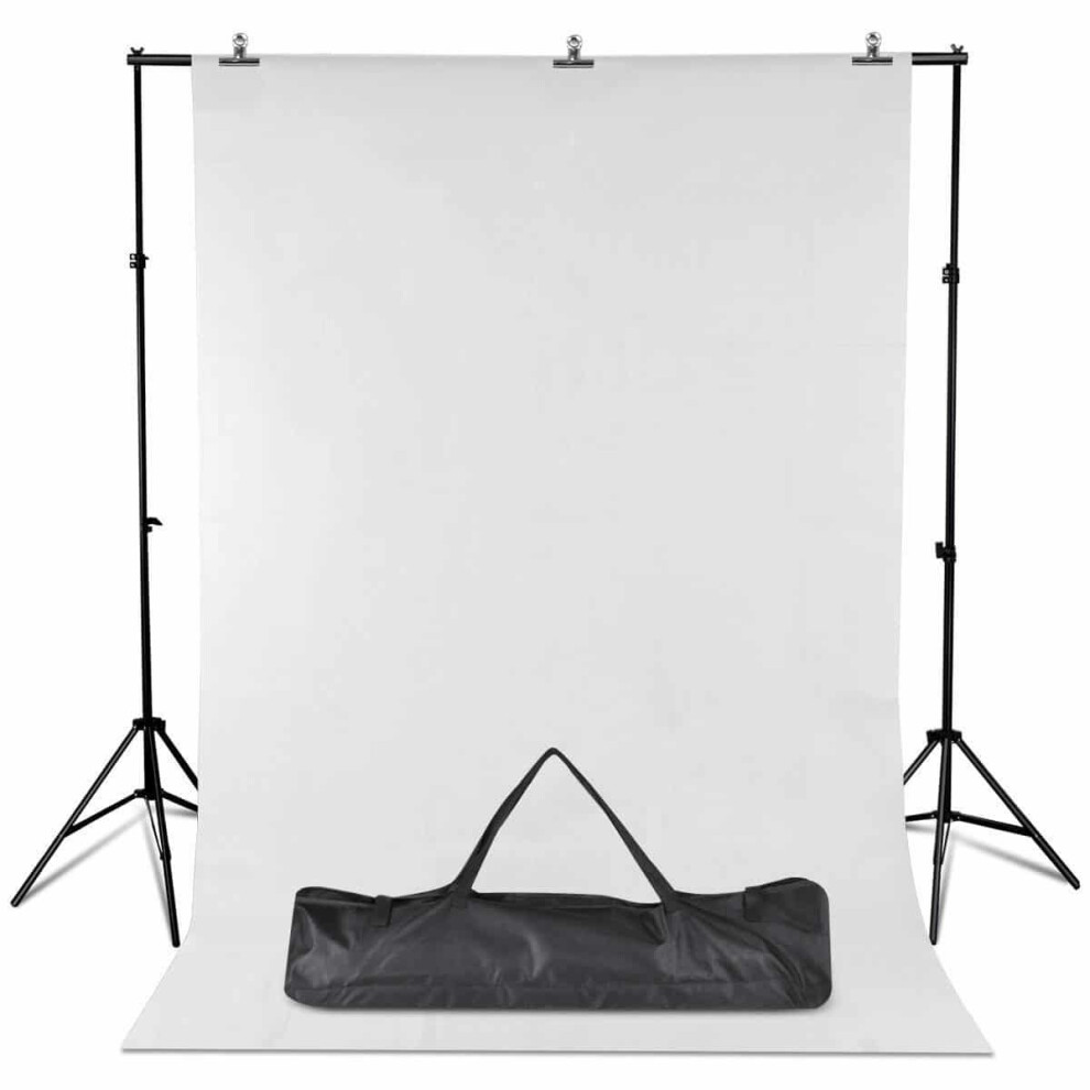 Professional Photo Studio 2x3m Meter Background Stand Support Kit Including White Backdrop