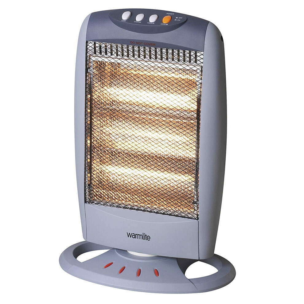 Warmlite Wl42005 1200W 3 Bar Oscillating Halogen Heater Grey