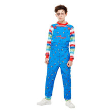 (blue, Child 4-6 Years) Chucky costume children blue dungarees and uppers Costume for Kids Size