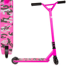 Land Surfer Stunt Scooter - Pink Camo, 360 Swivel Deck, 100mm Wheels, Lightweight 3.2kg, 4-Bolt Collar