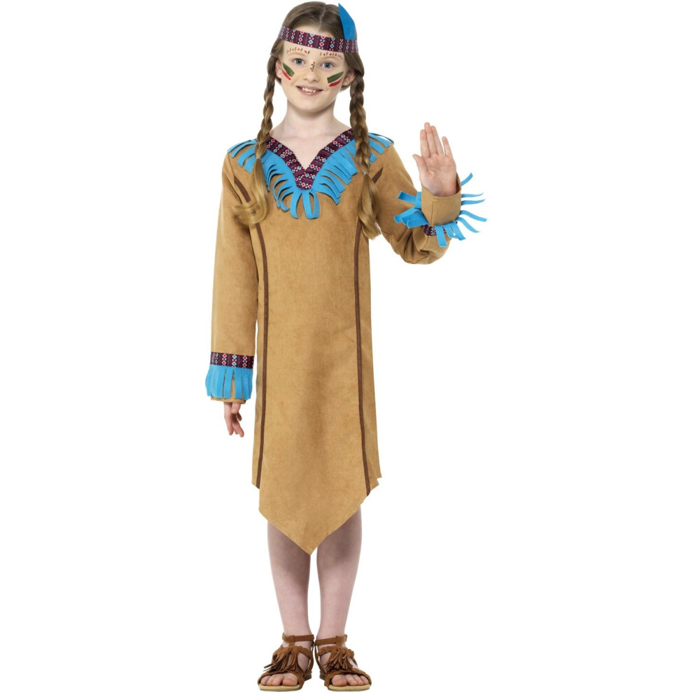 (gold, Child 4-6 Years) American Ureinwohnerin children costume dress girls Carnival Indian Squaw Size