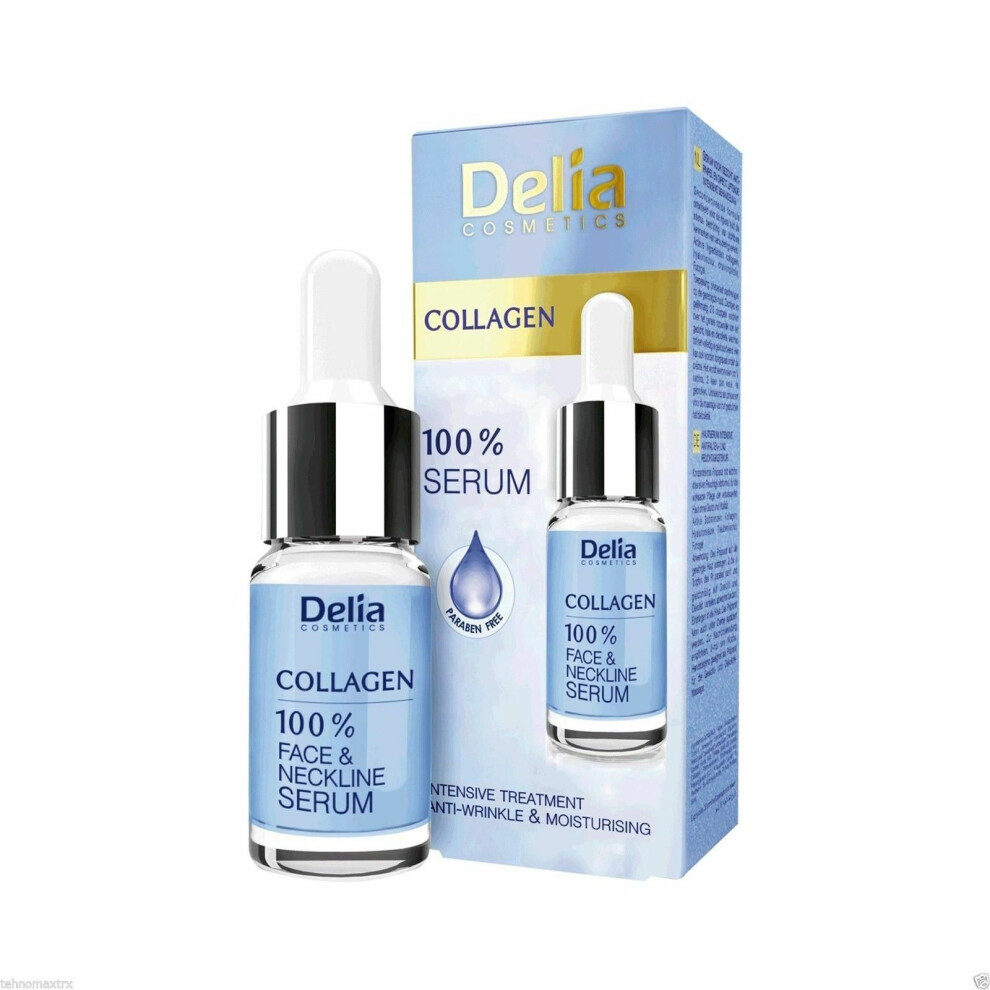 (Collagen Serum) Delia 100% Serum Face & Neckline Anti Wrinkle vitamins A+ E+ F Collagen Argan