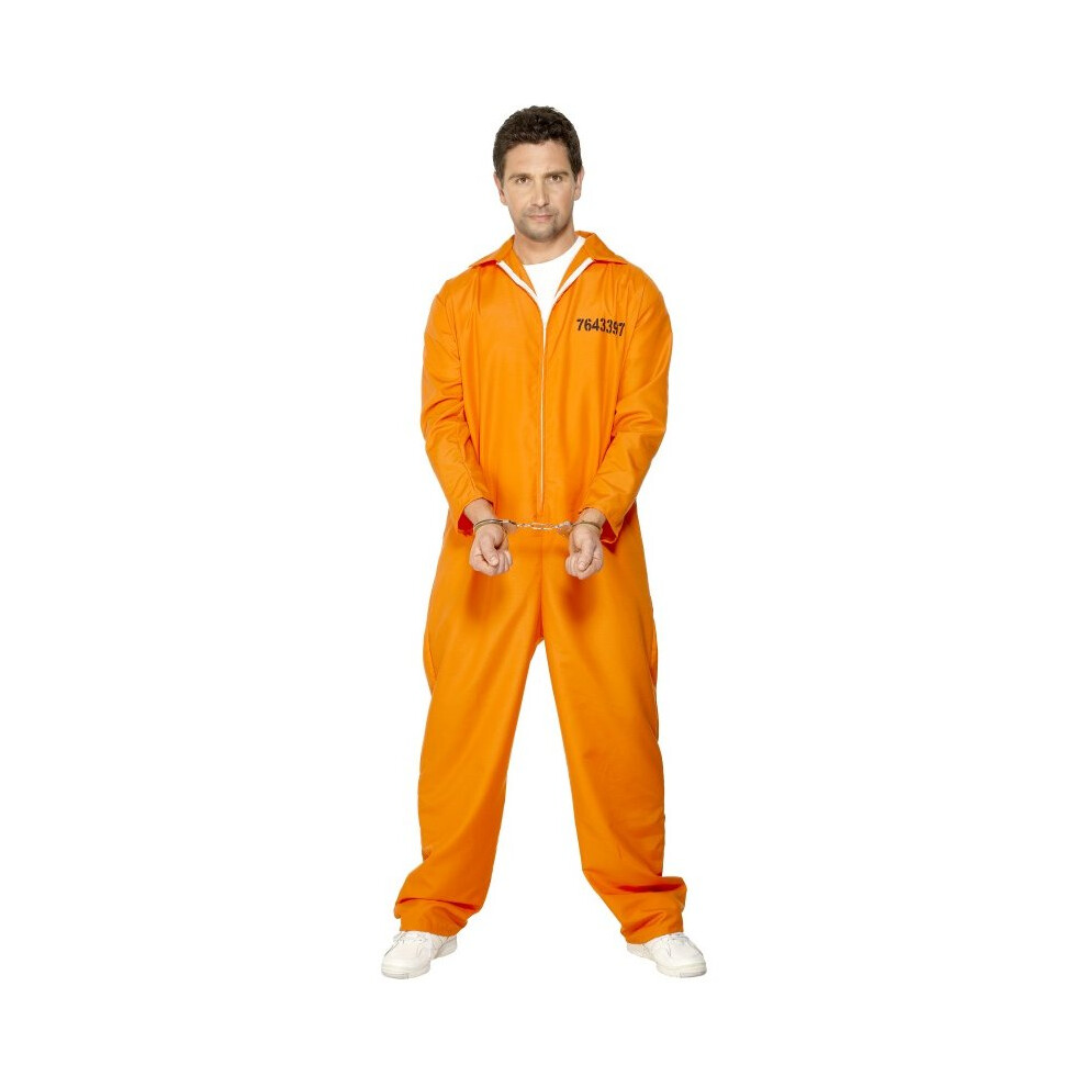 (orange, XL) Smiffys Escaped prisoner costume Men convict prisoner jumpsuit Orange Male costume Size