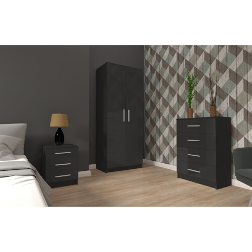 Boston High Gloss 3 Piece Bedroom Furniture Set on OnBuy