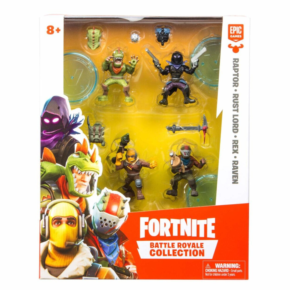 Fortnite 63519 Battle Royale Squad Pack - Raptor, Rust Lord, Rex, Raven Figures