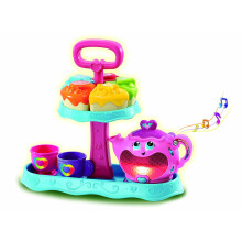 LeapFrog Musical Rainbow Tea Party Playset 603203 - 9-piece interactive tea set with five-color lights, tipping teapot, 80+ phrases & 9 songs