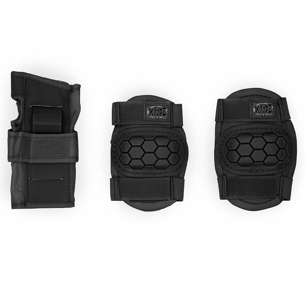 Xootz Kids' Skate 6 Piece Knee, Elbow and Wrist Protective Set - Medium - Black-image-OPC-P5JJXGM-NEW