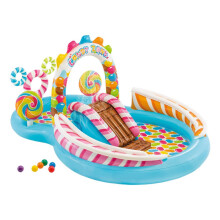 Intex Playcenter Candy Zone 57149 - Water Play Center with Candy Arch Spray, Slide, Dual Pools, Ball Rails and Landing Mat
