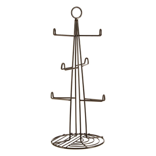 Premier Housewares Vertex Black Nickel 6 Tea Cup Kitchen Coffee Mug Holder Tree Stand Storage Rack