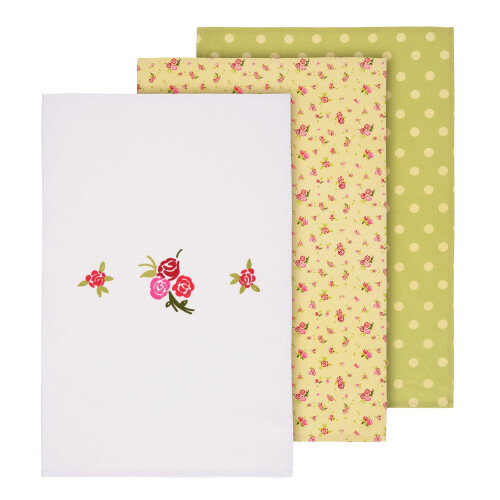 Premier Housewares Rose Cottage Kitchen Quick Drying Absorbent Cloth Tea Towel Dish Drying Cleaning