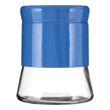 800ml Blue Stainless Steel Glass Coffee Sugar Tea Kitchen Canister Storage Jar
