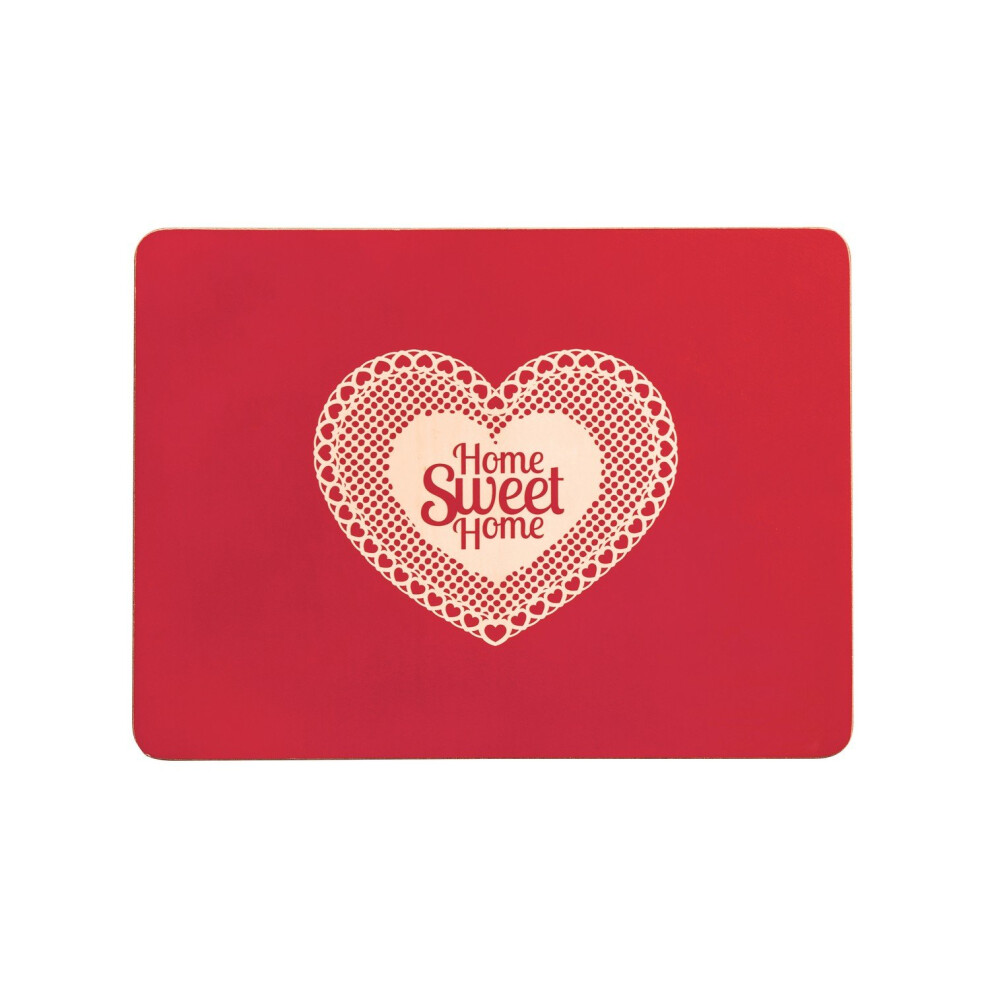 Set of 4 Red Home Sweet Home Rectangle Placemats Dinner Tableware Dining Mats