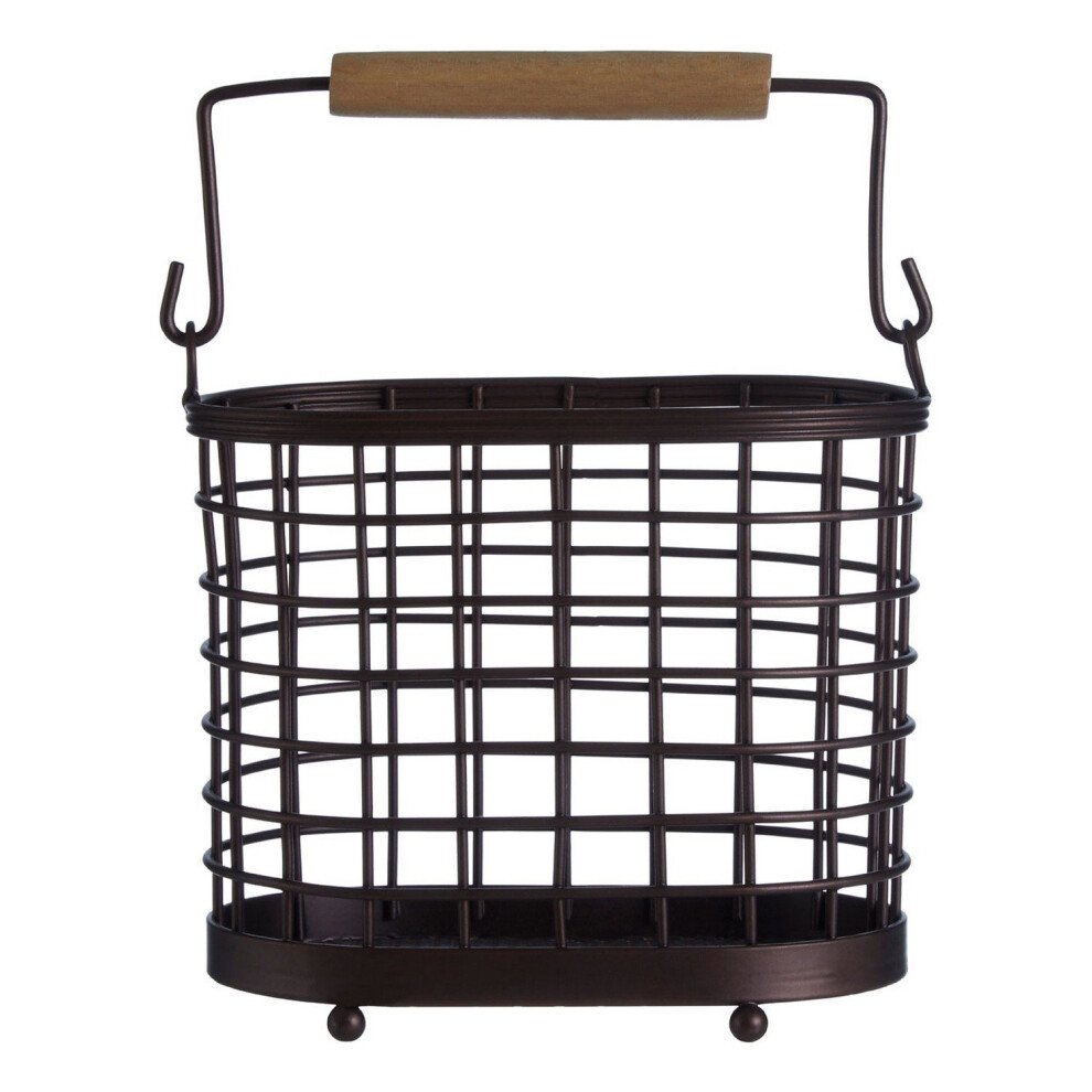 Premier Housewares Vertex Oval Utensil Holder Kitchen Cutlery Storage Draining Stand Rack Bronze