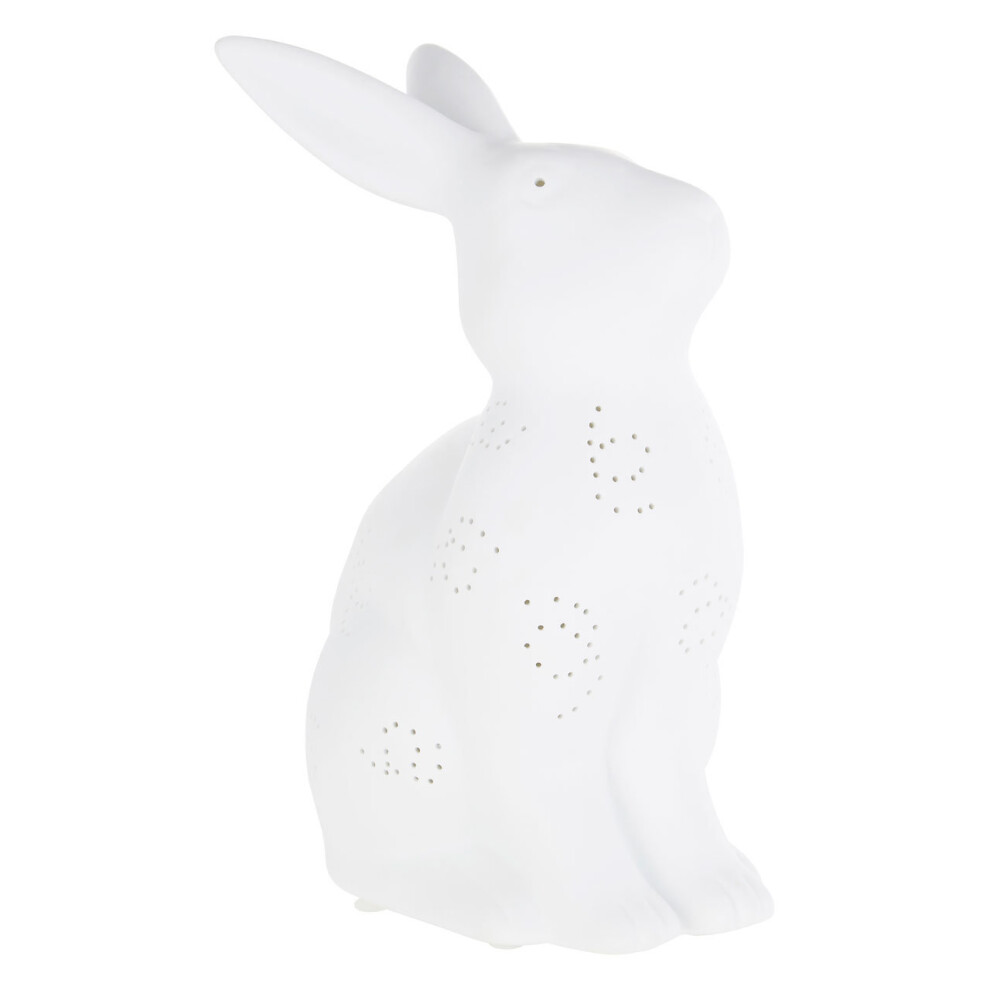 Premier Housewares Kids White Porcelain Rabbit Kids Night Light Children Bedroom Lamp Nightlight