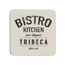 Set of 4 Vintage Cafe Style Coasters Bistro Kitchen Glass Coaster Drinks Mats
