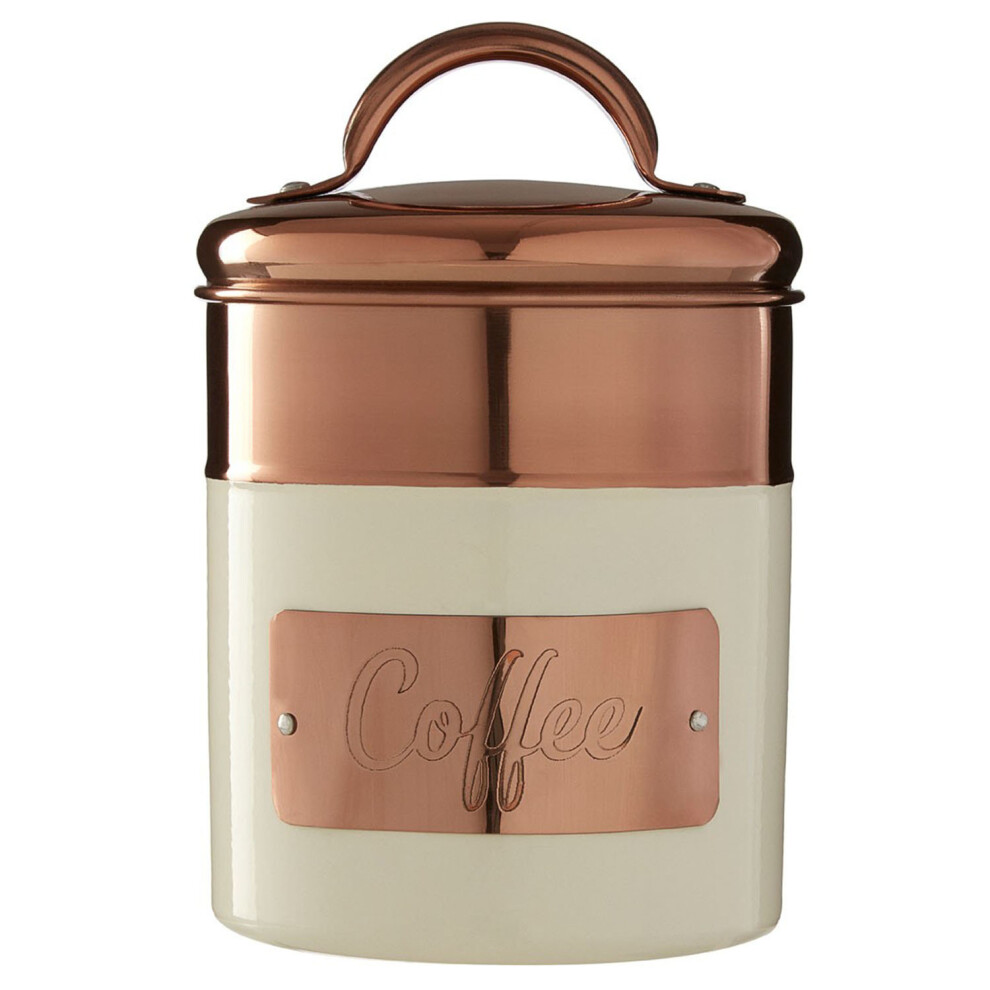 Prescott Cream Copper Embossed Coffee Kitchen Stainless Steel Storage Canister