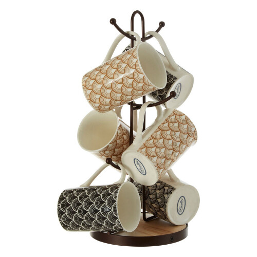 Premier Housewares Vertex Bronze Iron 6 Tea Cup Kitchen Coffee Mug Holder Tree Stand Storage Rack 1