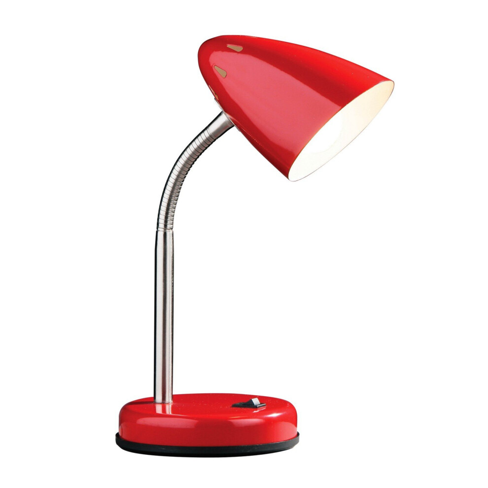Red Table Lamp for Work Desk, Desk Lamp with Conical Lamp Head, Long Lasting Iron Bedside Lamp