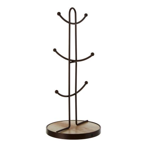 Premier Housewares Vertex Bronze Iron 6 Tea Cup Kitchen Coffee Mug Holder Tree Stand Storage Rack