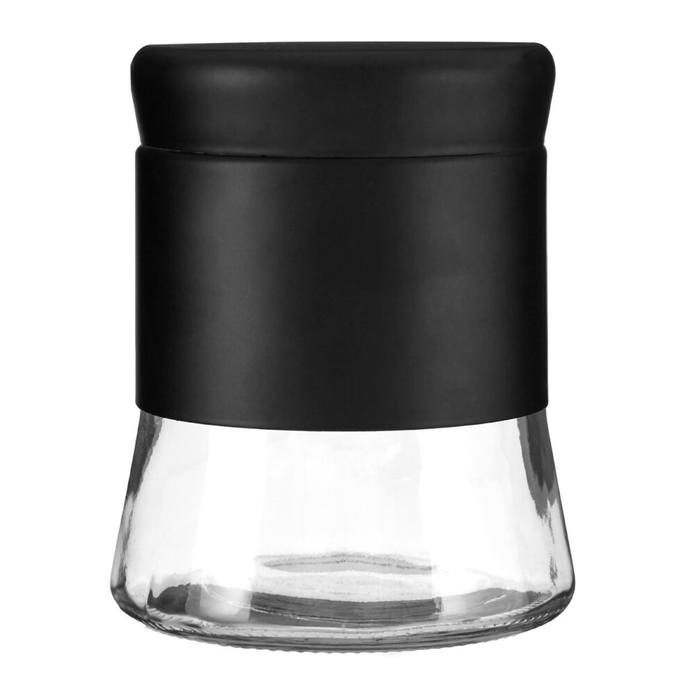 800ml Black Stainless Steel Glass Coffee Sugar Tea Kitchen Canister Storage Jar