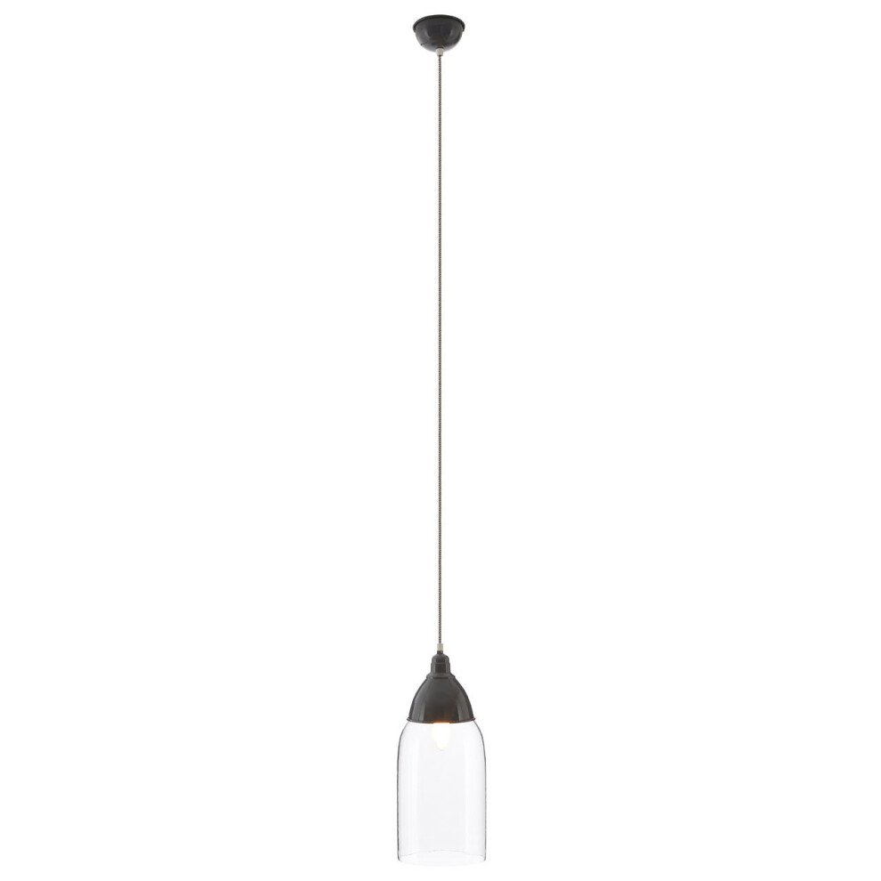Oslo 18cm Dia Pendant Light Grey Adjustable House Kitchen Modern Durable Glass