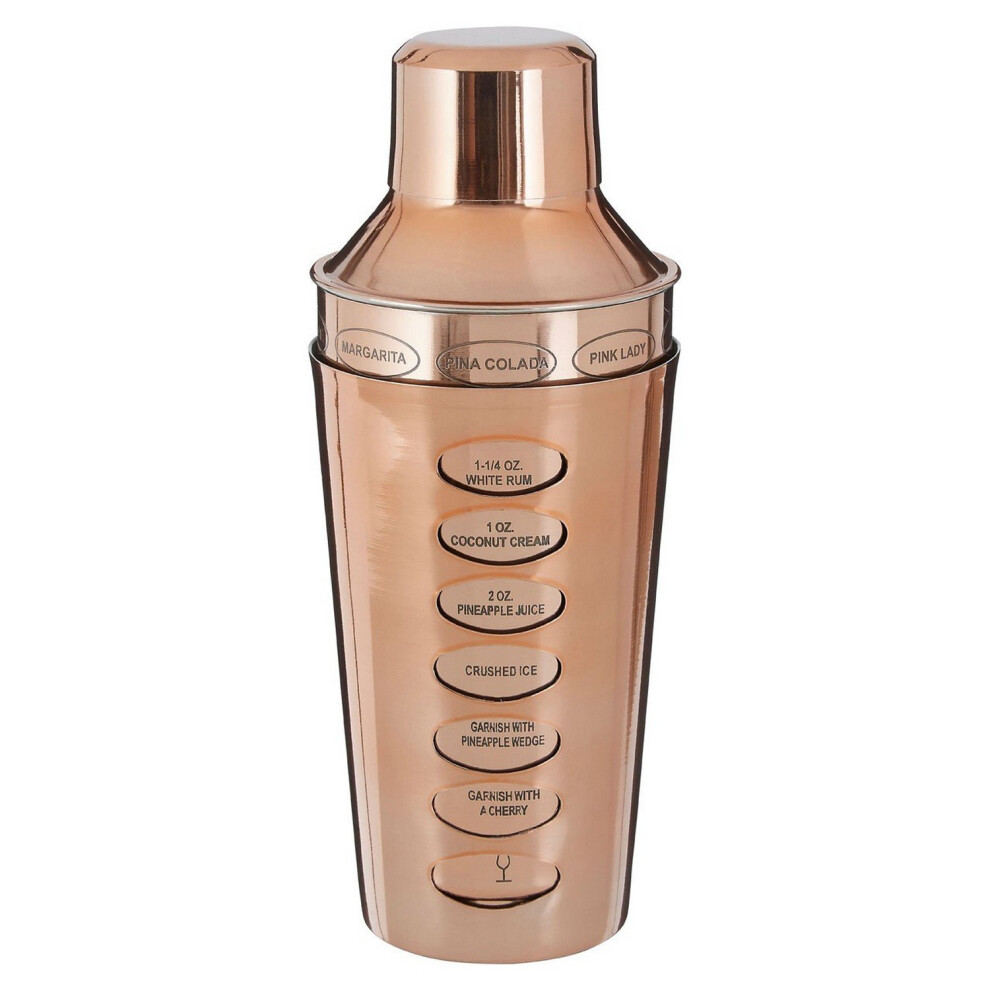 Premier Housewares Recipe Rose Cocktail Shaker Martini Margarita Pina Colada Bar Drink Mixer Gold