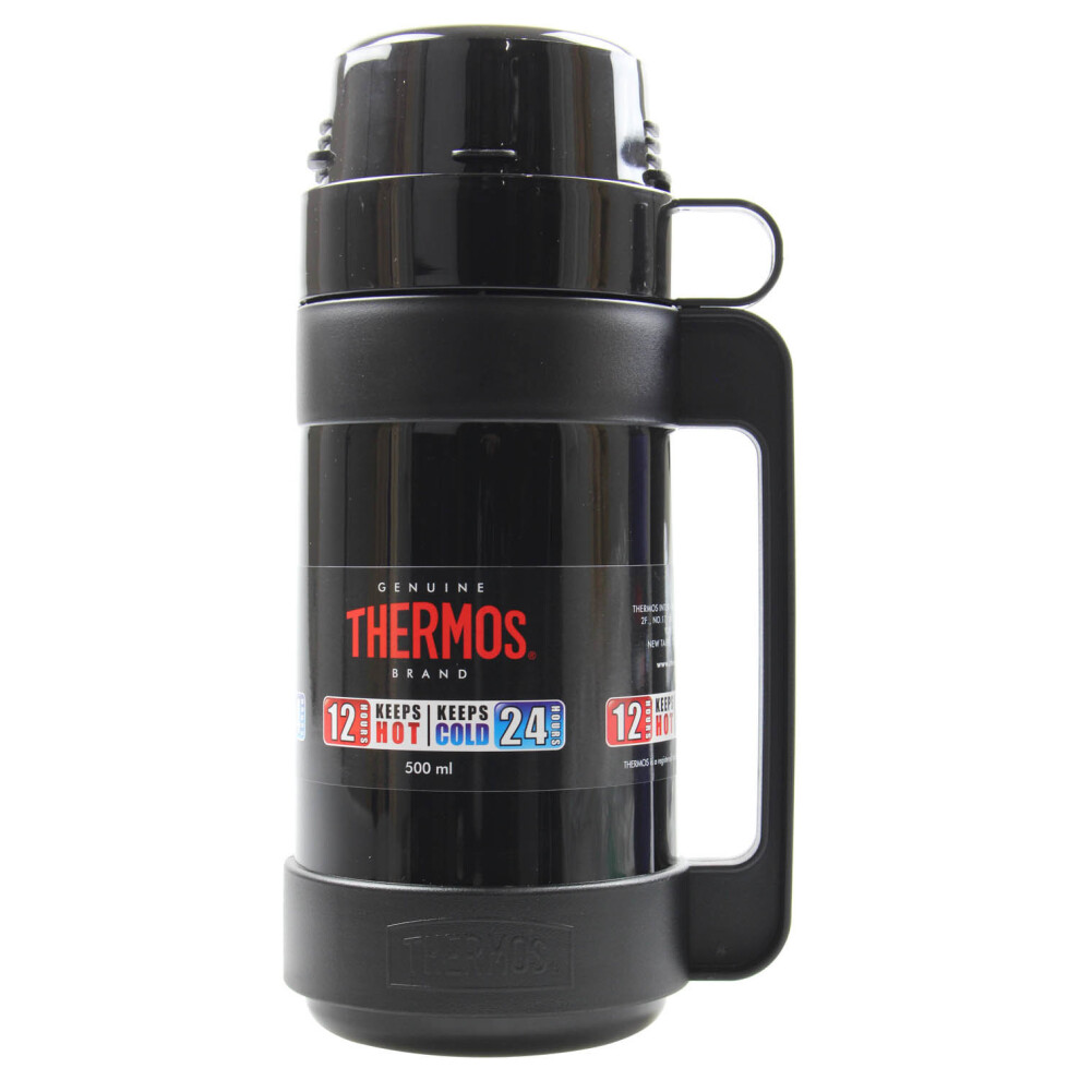 Thermos 500ml Black Mondial Glass Vacuum Insulated Hot Cold Travel Bottle Flask