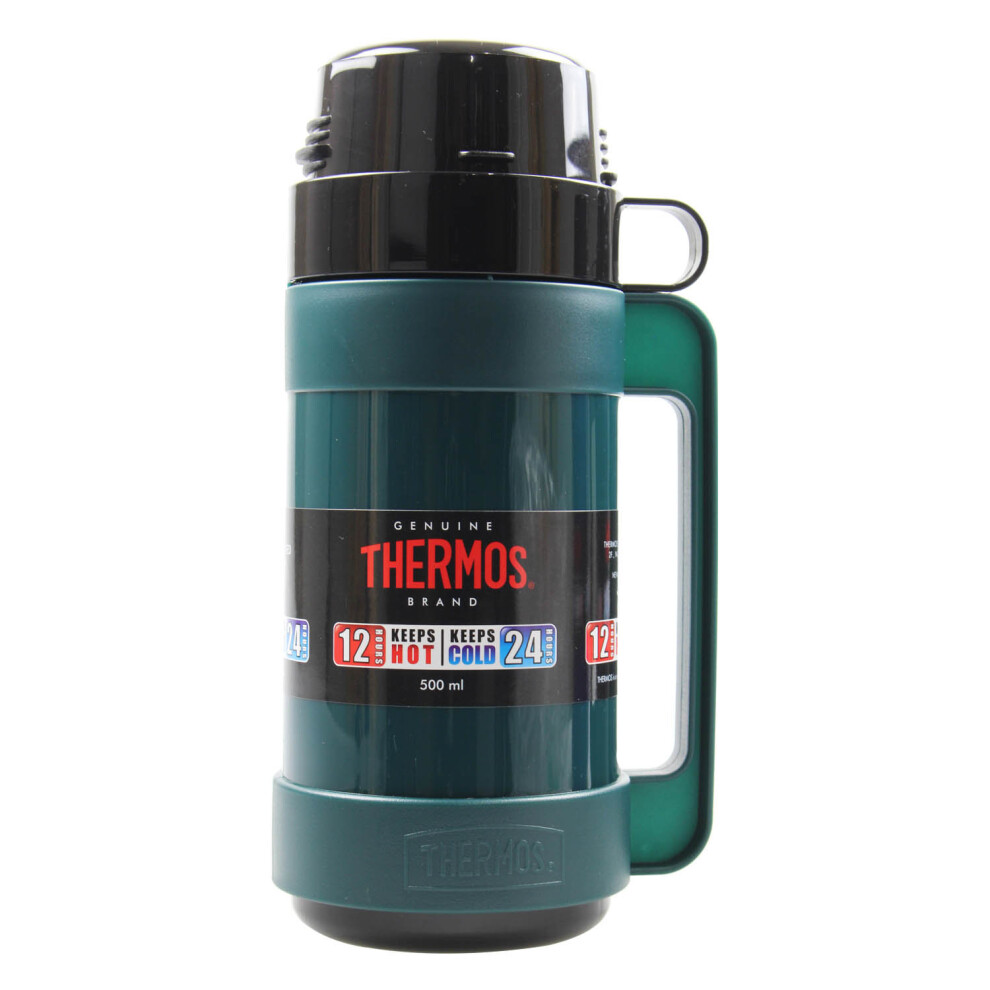 Thermos 500ml Green Mondial Glass Vacuum Insulated Hot Cold Travel Bottle Flask