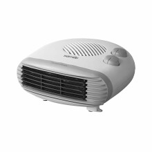 Warmlite Portable Flat Fan Heater, Adjustable Thermostat, Overheat Protection, Lightweight, 2 Heat Settings 1000-2000 W, White