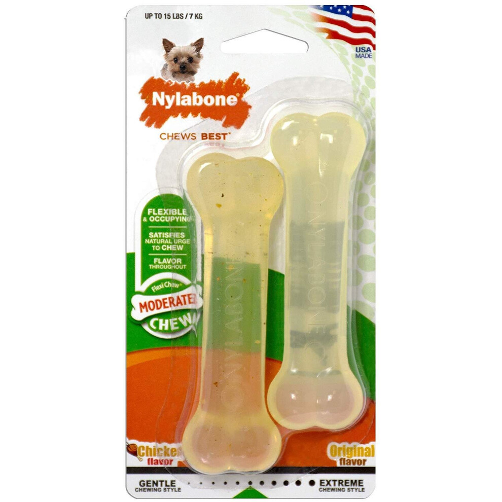 Nylabone Chicken Flavoured Faux Bone Dog Chew Toy (Pack Of 2)